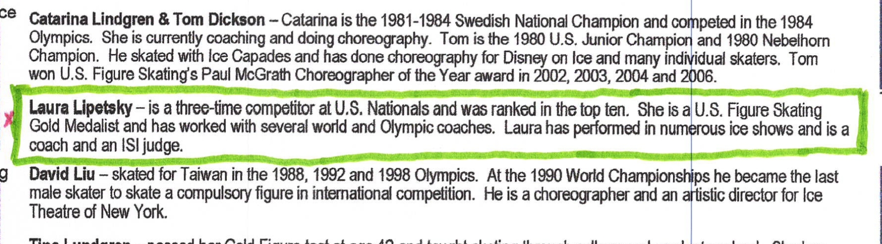 Laura Lipetsky Featured in "Figure Skaters' Favorites" Alongside Olympic Champions